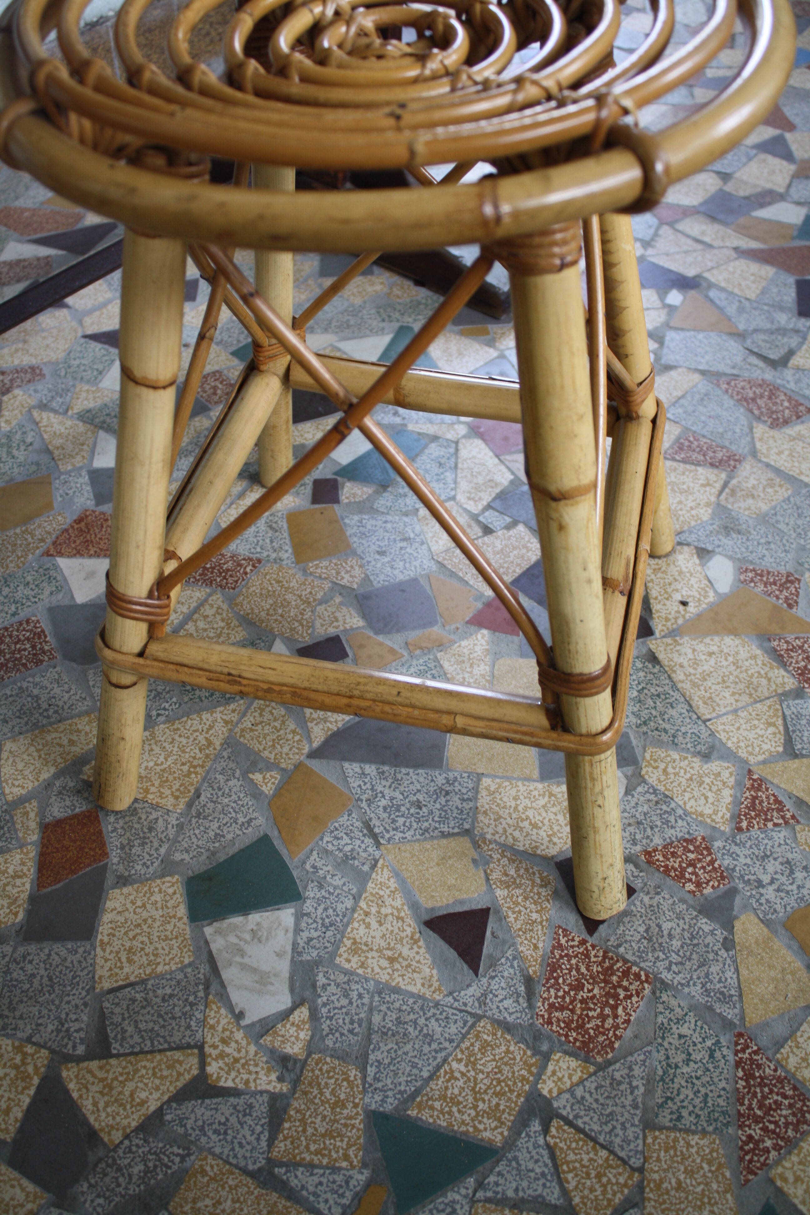 Vintage rattan stool