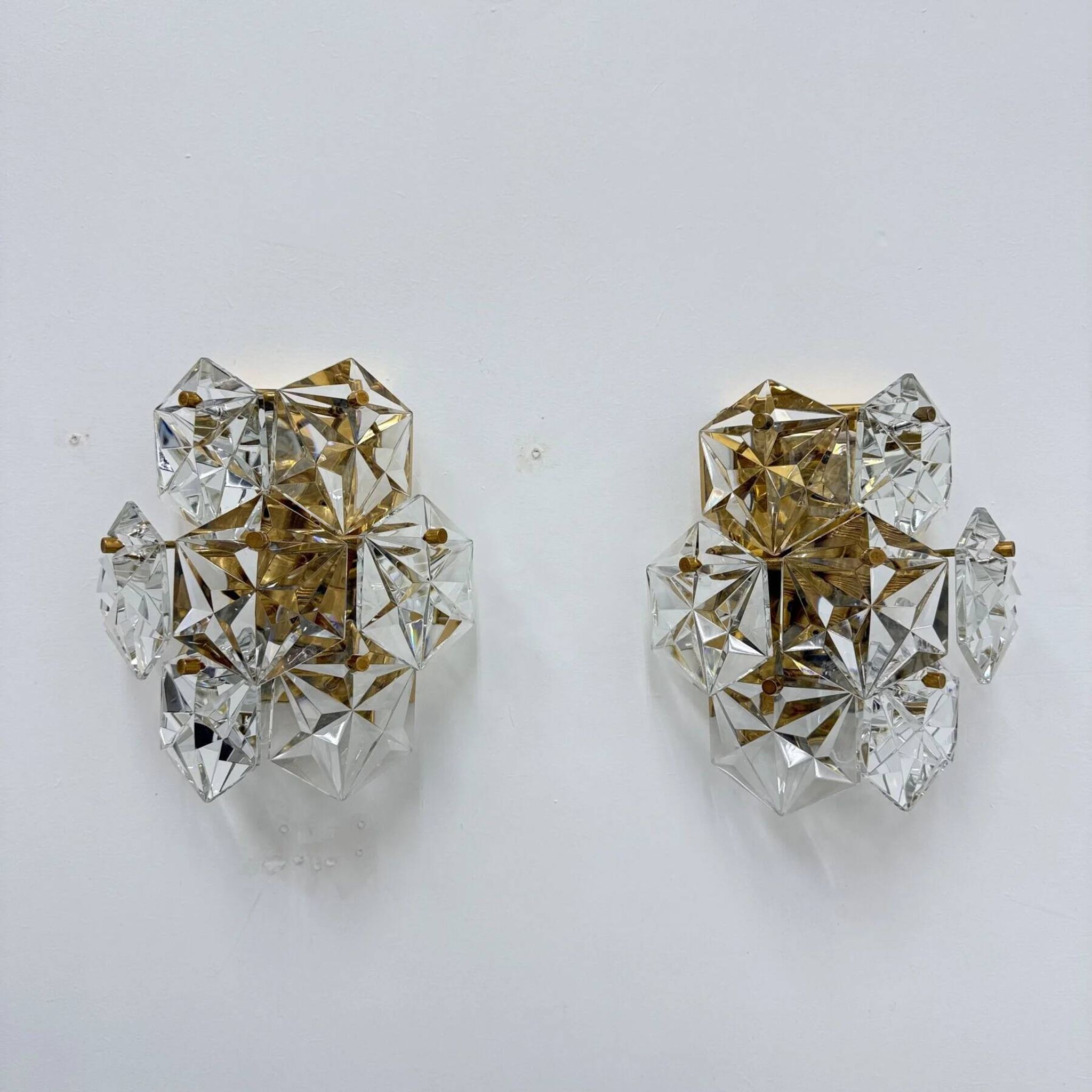 Mid-century pair of crystal sconces by Kinkeldey, Germany, 1970s