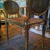 Set of Louis XVI-style bench and 2 chairs