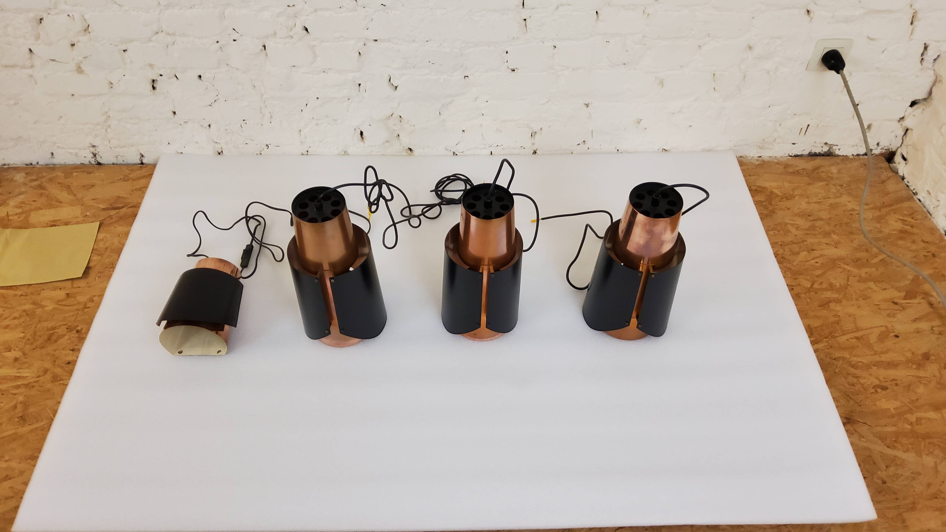 Vintage black brass 'østerport' pendant and wall lamp by Bent Karlby for Lyfa, Denmark 1960s