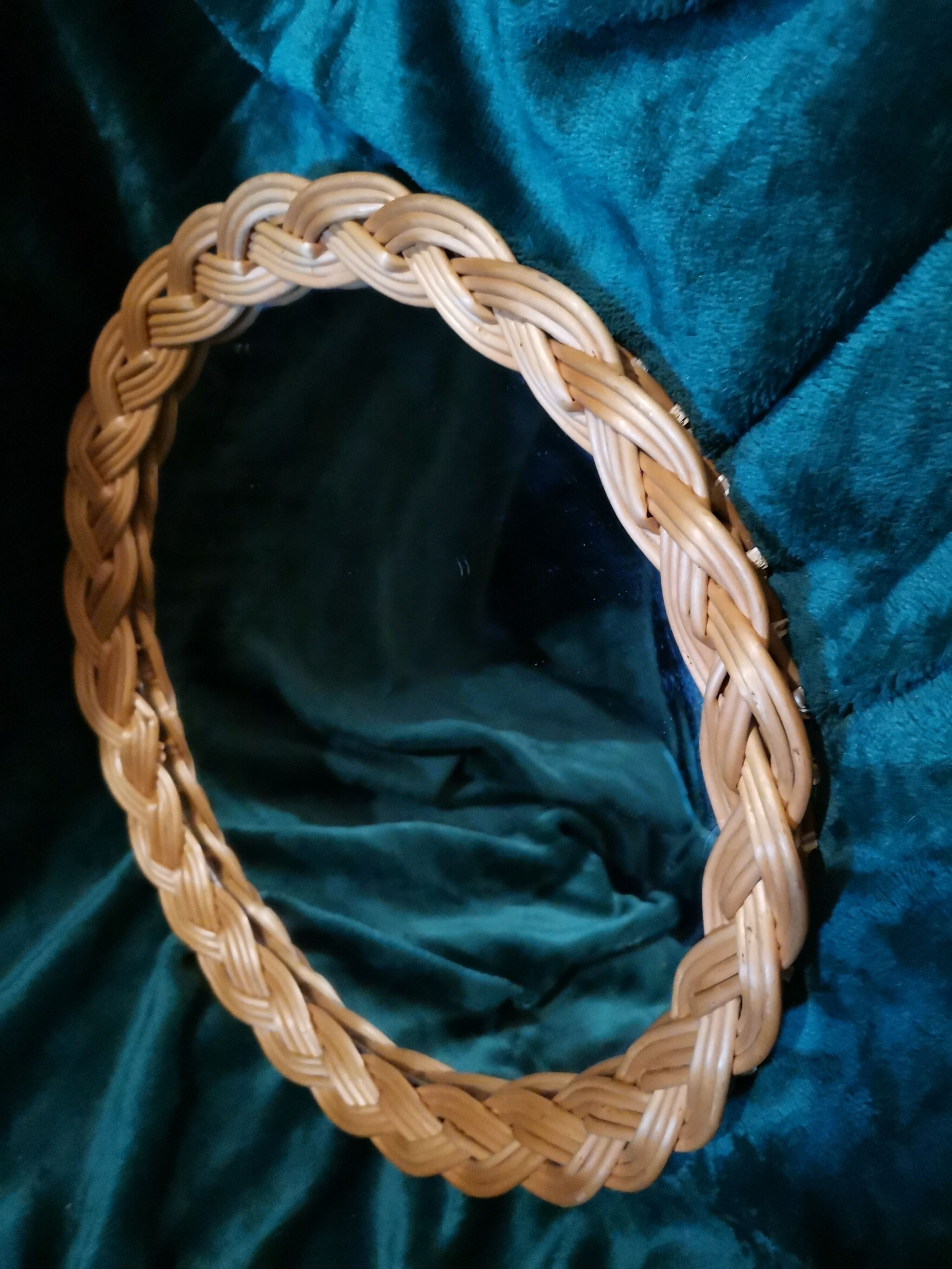 Round rattan wicker mirror