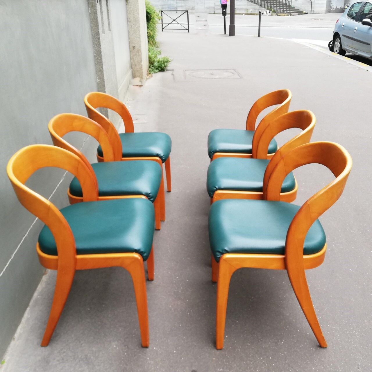 Set of 6 Scandinavian teak color chairs 60s