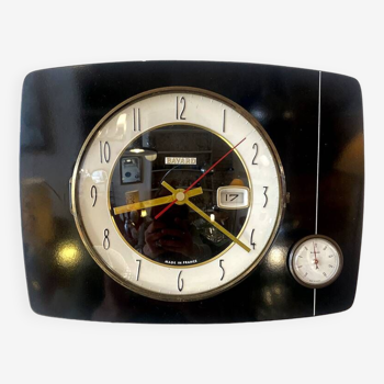 Horloge formica Bayard, dateur et baromètre, 1960