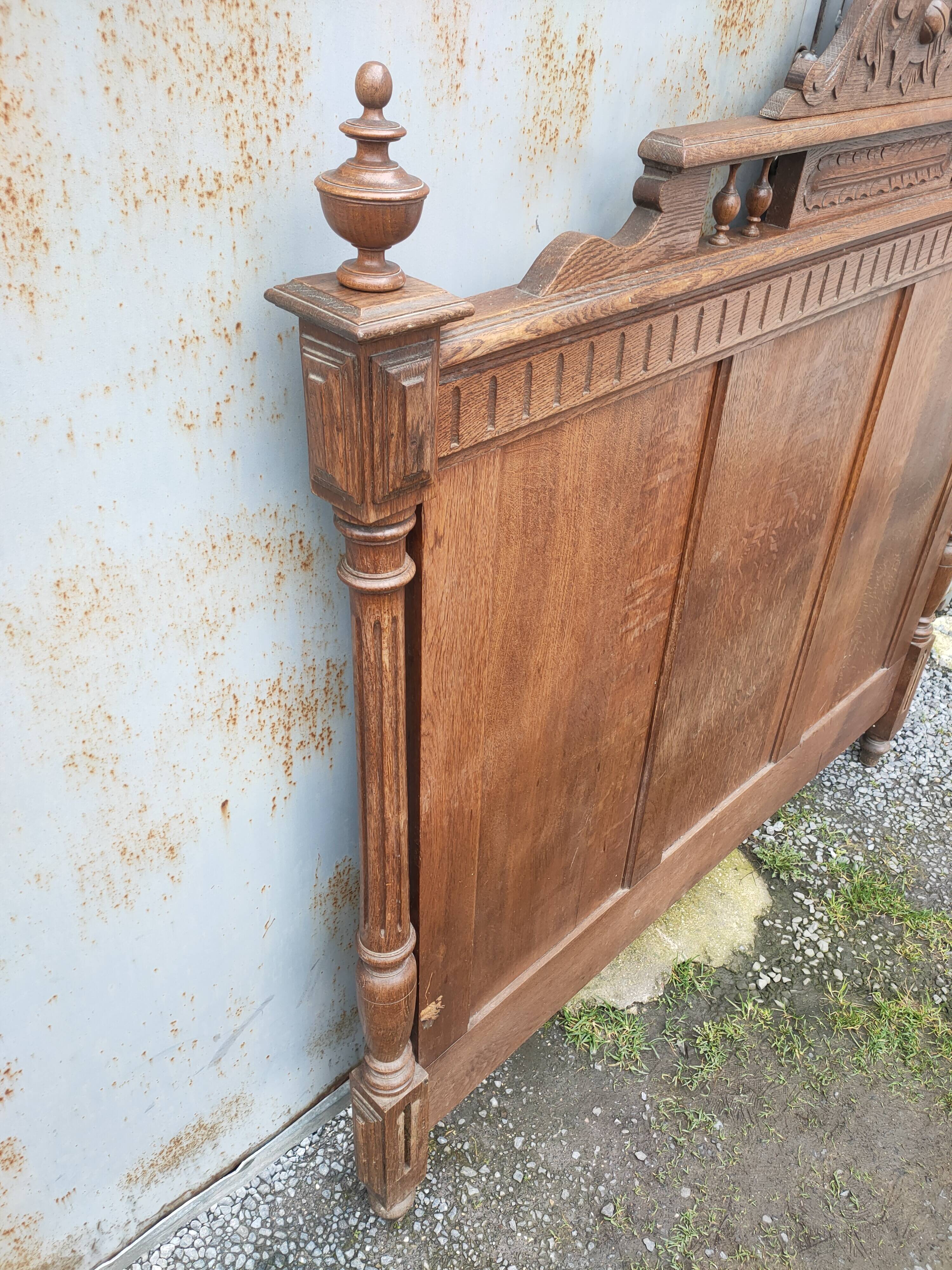 antique solid oak headboard