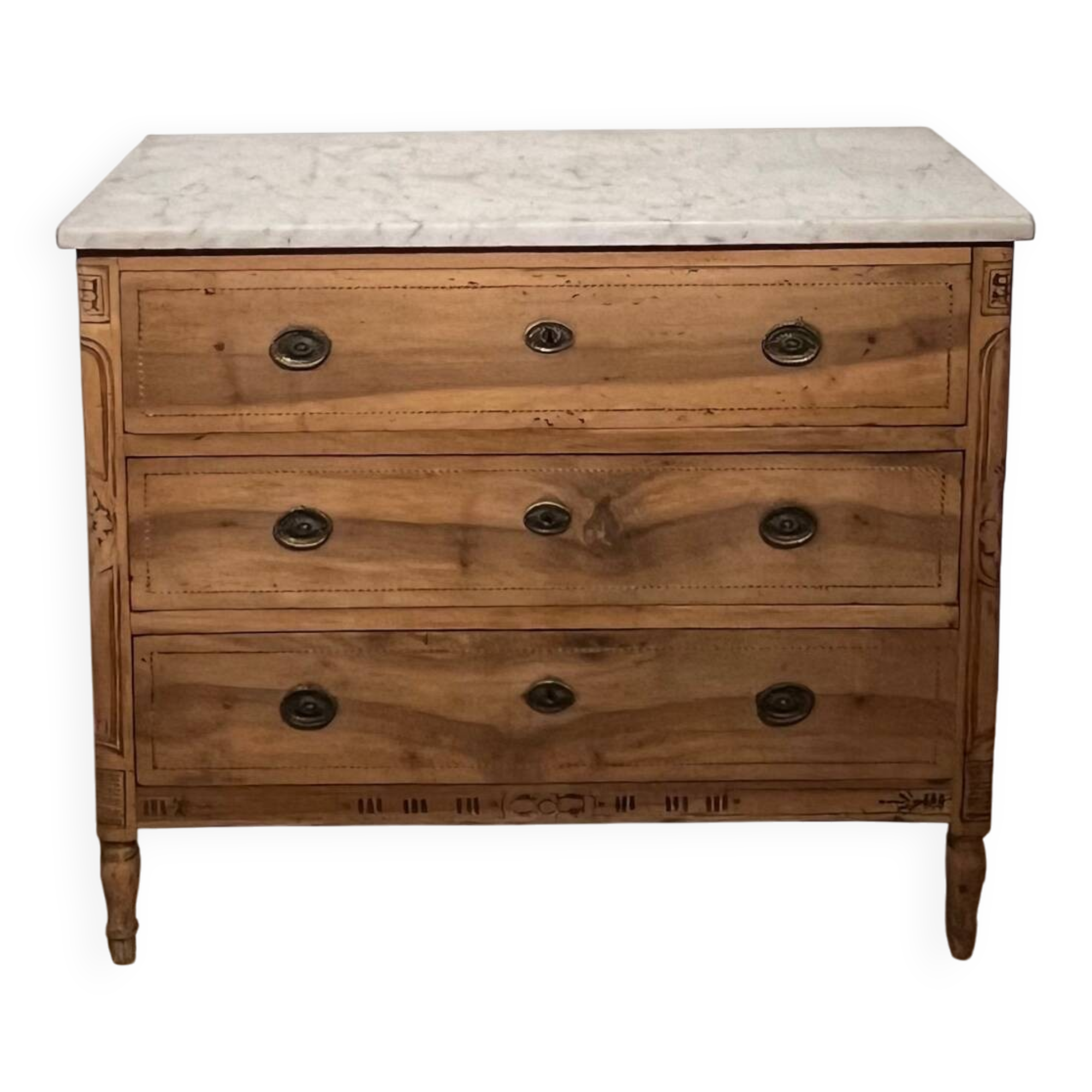 Antique solid wood and marble commode