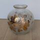 Frosted Glass Ball Vase with Golden Botanical Decoration — Signed Adat — Circa 1950
