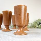 6 Vintage Mazagrans in speckled stoneware Sarreguemines France from the 1950s