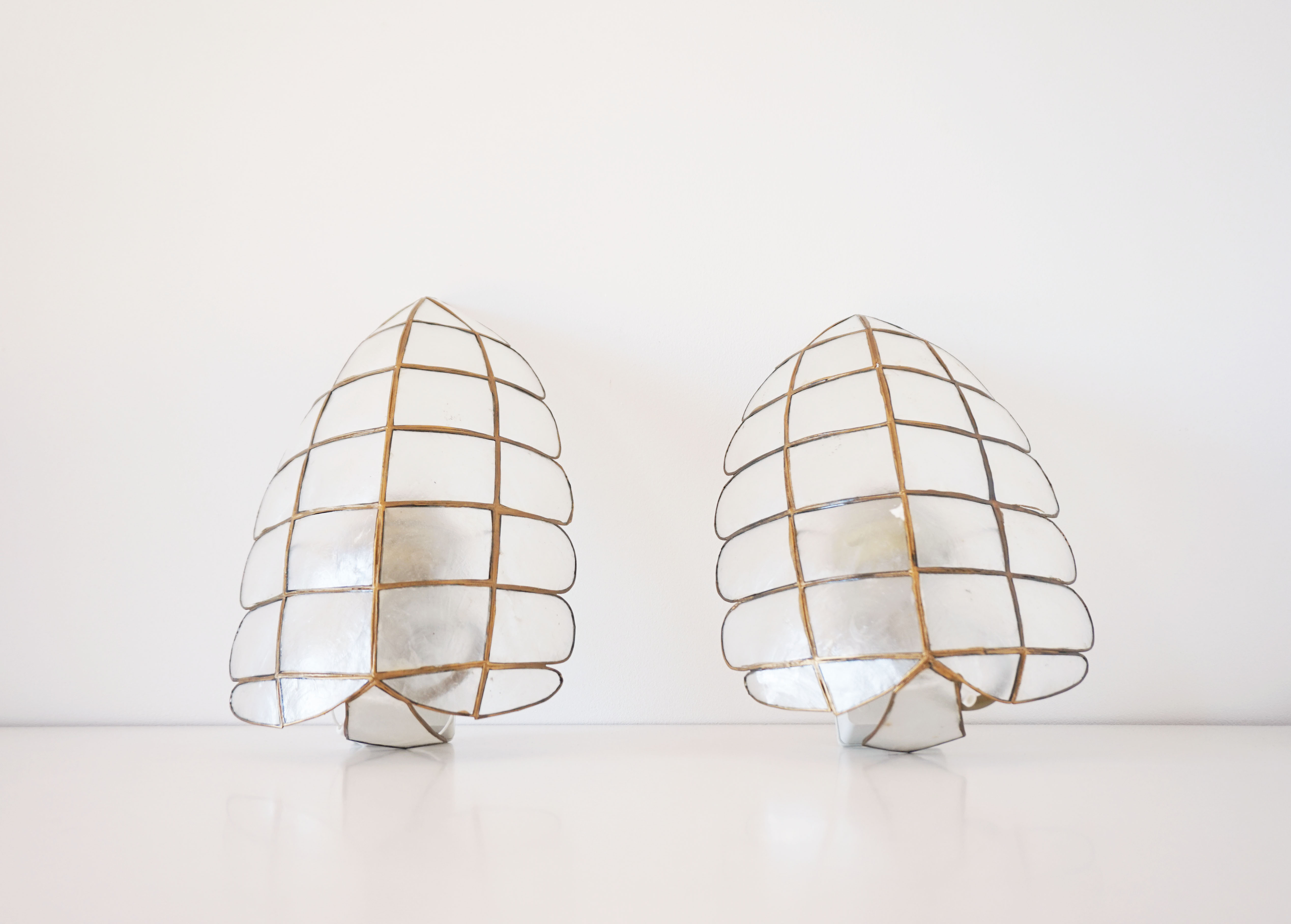 Pair of mother-of-pearl sconces