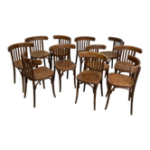 Set of classic bistro chairs, 60s, France