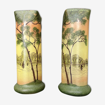 Pair of roll vases