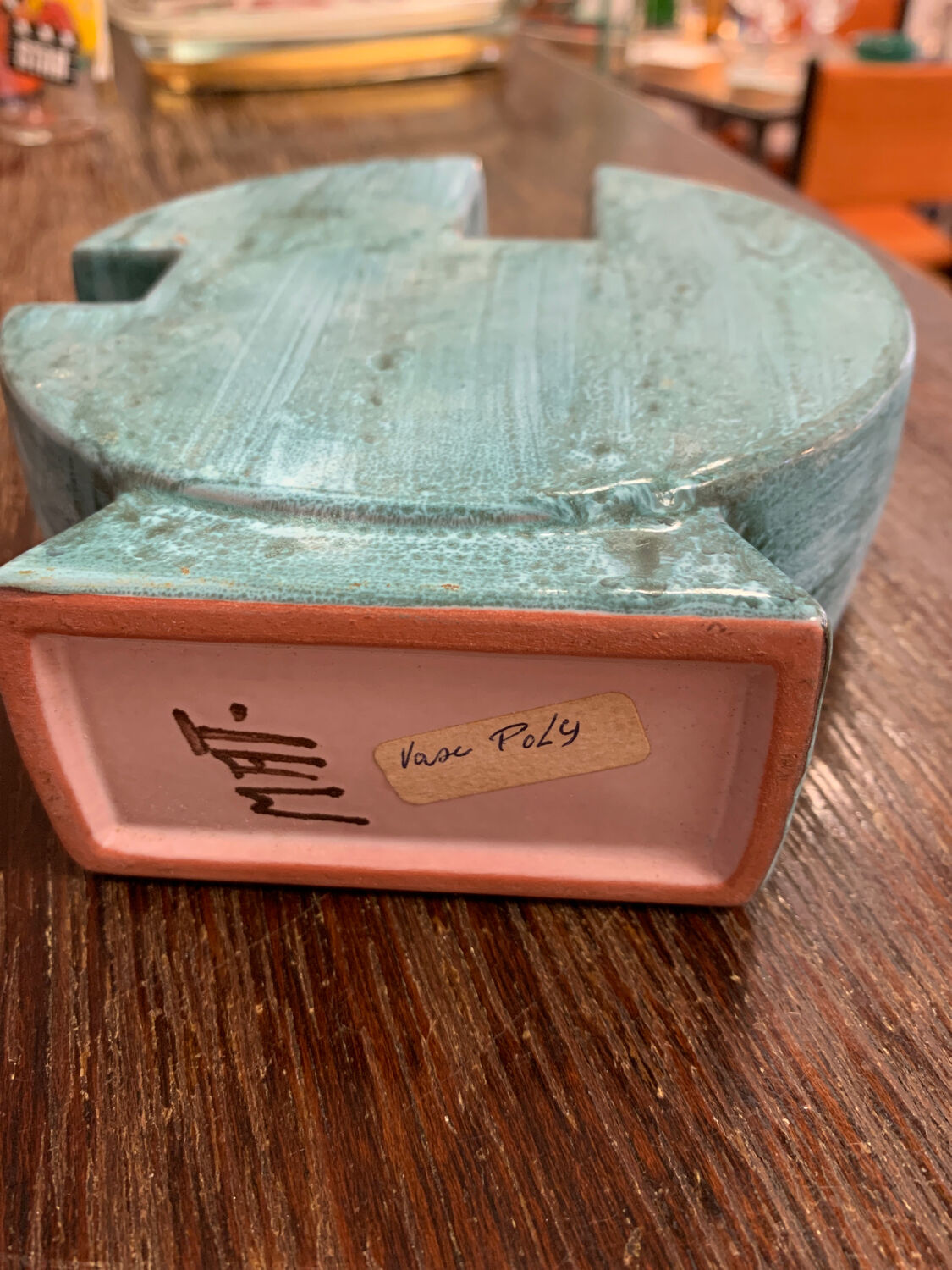 Glazed ceramic vase signed Mat