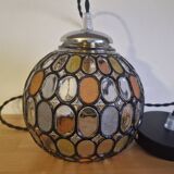 Globe suspension with stained glass effect, superb play of light