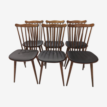 Suite of 6 chairs by bistrot Baumann vintage menuet model