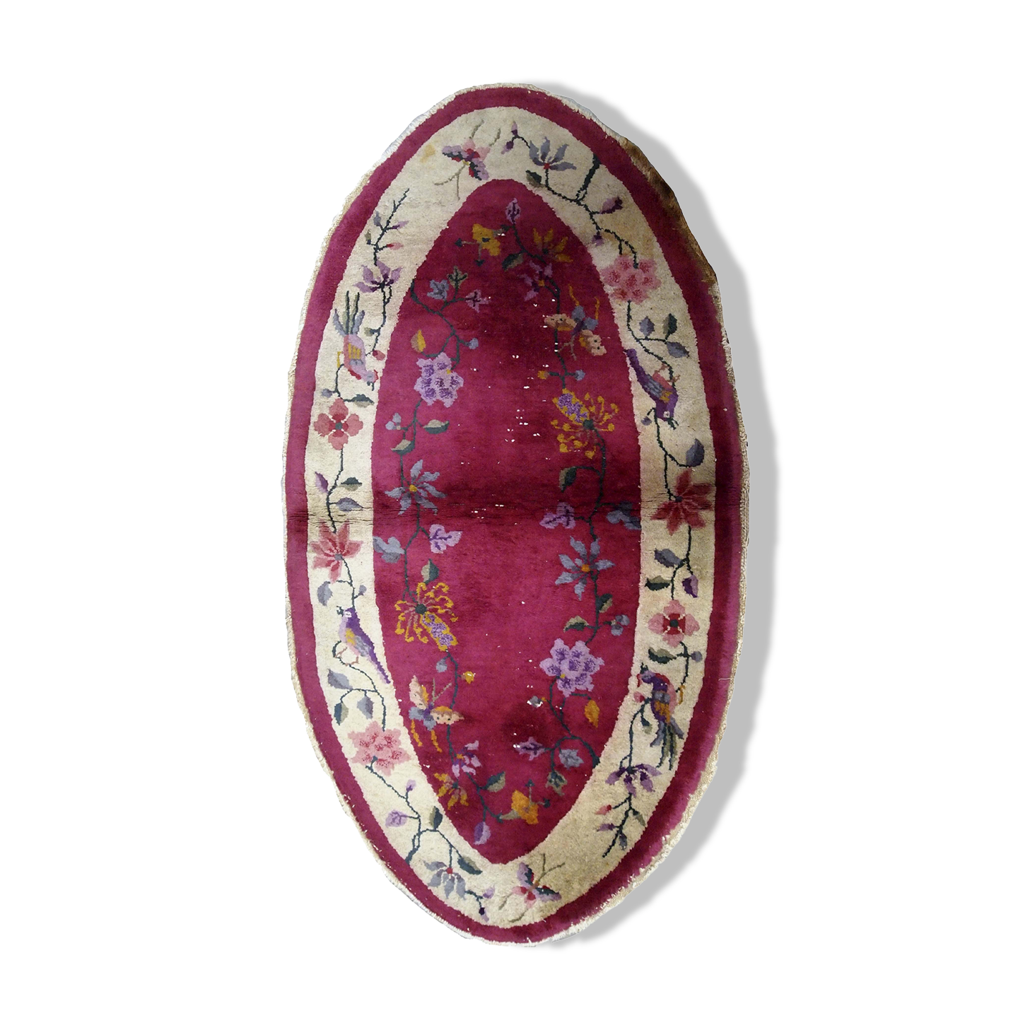 Antique Chinese carpet Art Deco handmade 76cm x 125cm 1920s