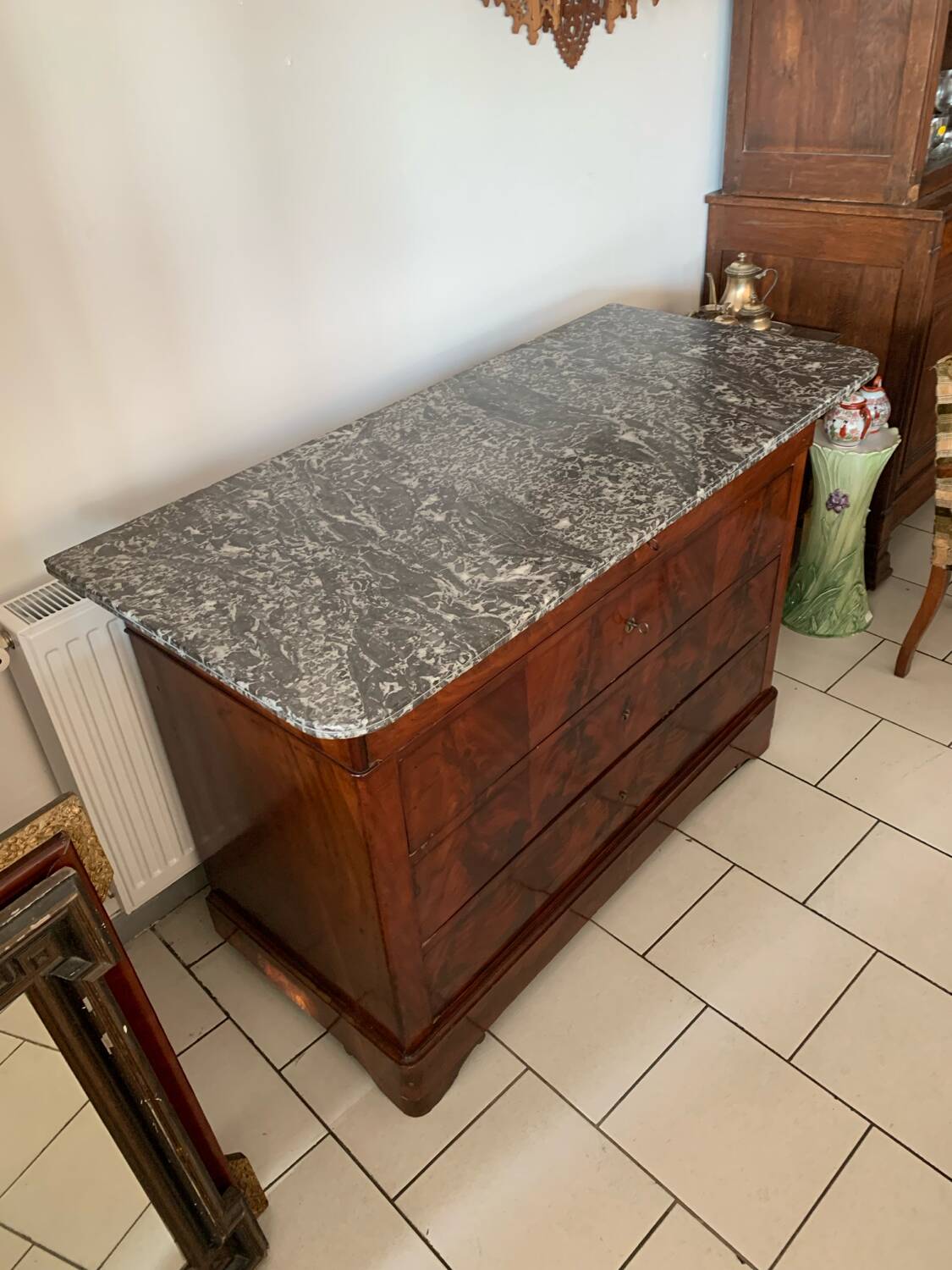 Louis Philippe Commode Mahogany Marble 19th Century