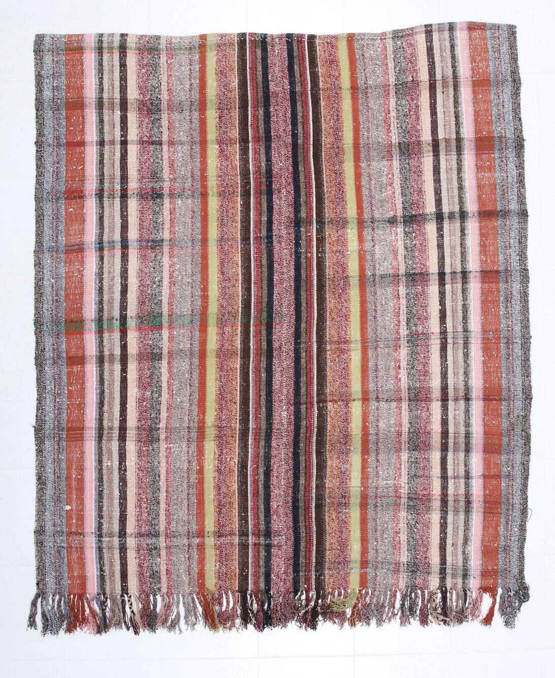 Kilim multicolore rayé moderne 6x7, 203x230Cm