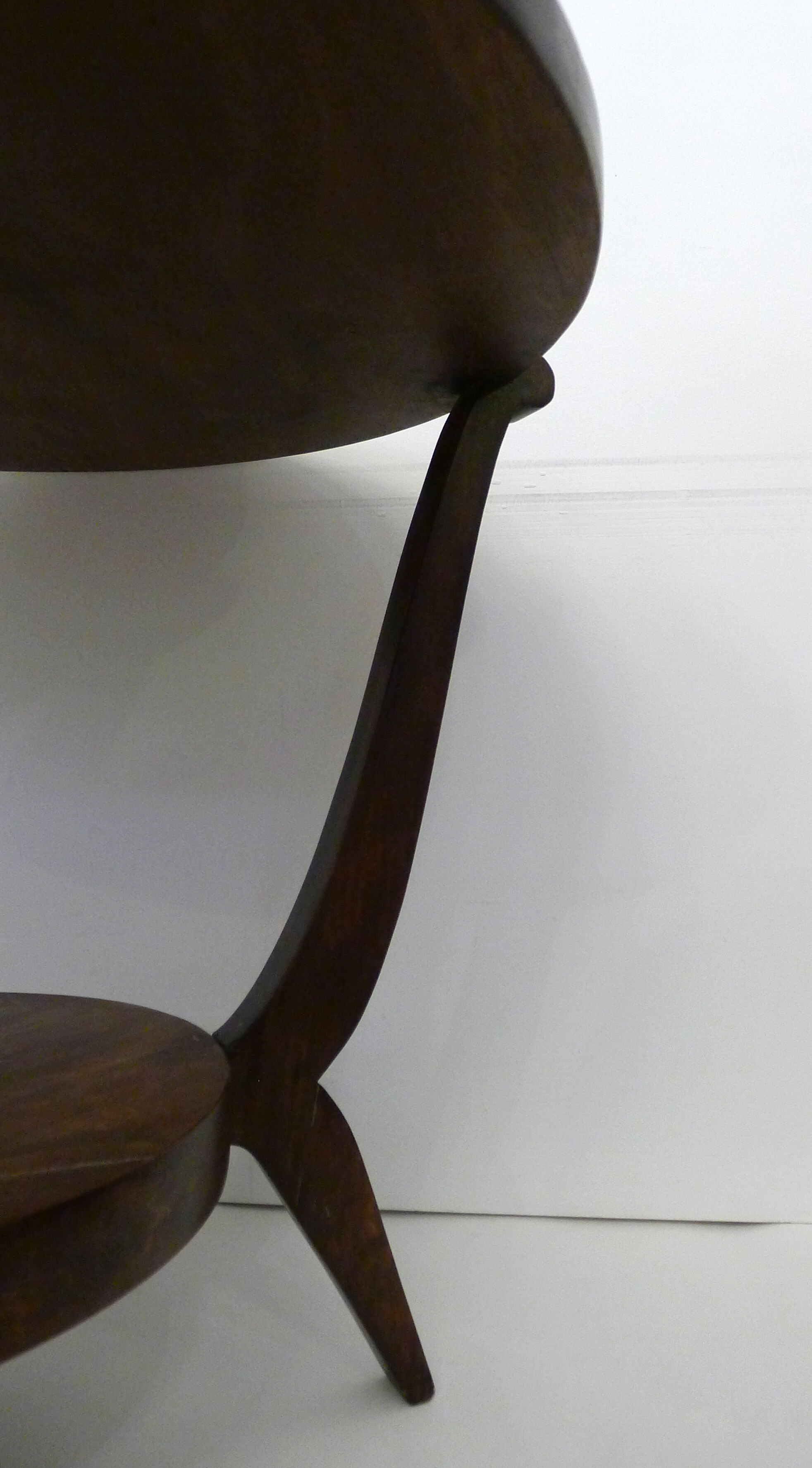 Table basse ronde Art Déco bois foncé & miroir
