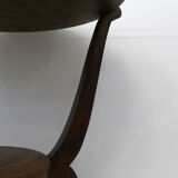 Art Deco dark wood round coffee table - mirror