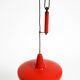 Mid-Century Modern red aluminum pendant lamp, height adjustable, Italy