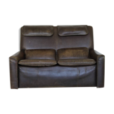 Canapé de brun leater côté poche deux places