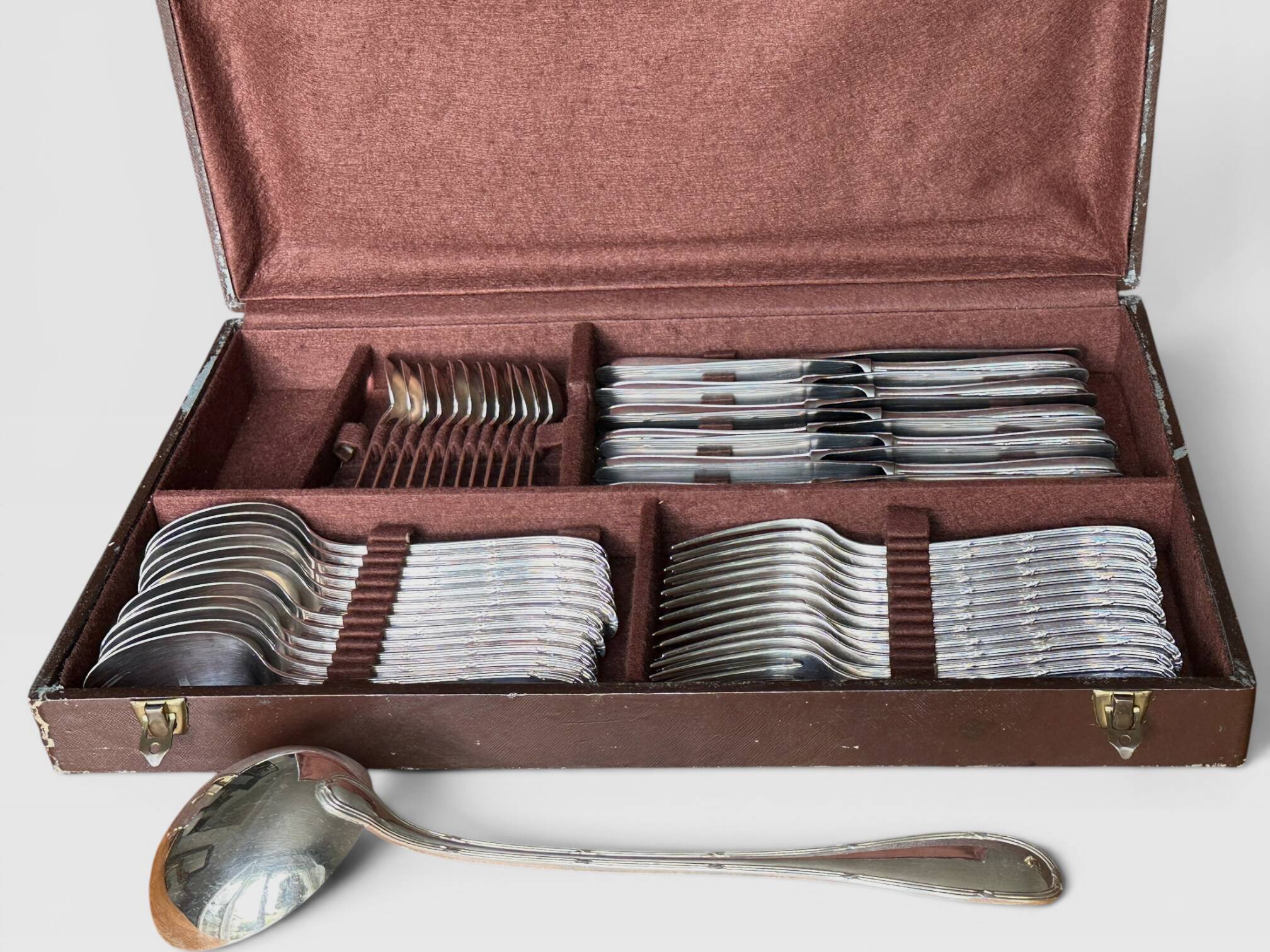 Alfenide Christofle silver-plated cutlery set - 48 pieces Rubans model