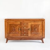 Solid oak Art Deco style sideboard, France, 1950s