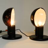 Pair of large 1980s Italian table lamps made of colorful multi-layer Murano