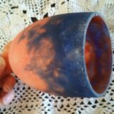 Tulip for chandelier or lamp - orange blue purple marbled glass Art Deco