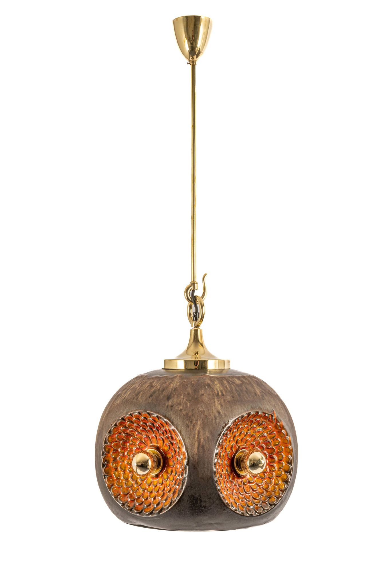 brown and orange ceramic Sputnik pendants, Germany, 1970s