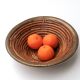 Rattan and brass fruit basket, 60s