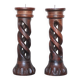 Pair of brutalist wooden candle holders, vintage wooden candle holder, decor