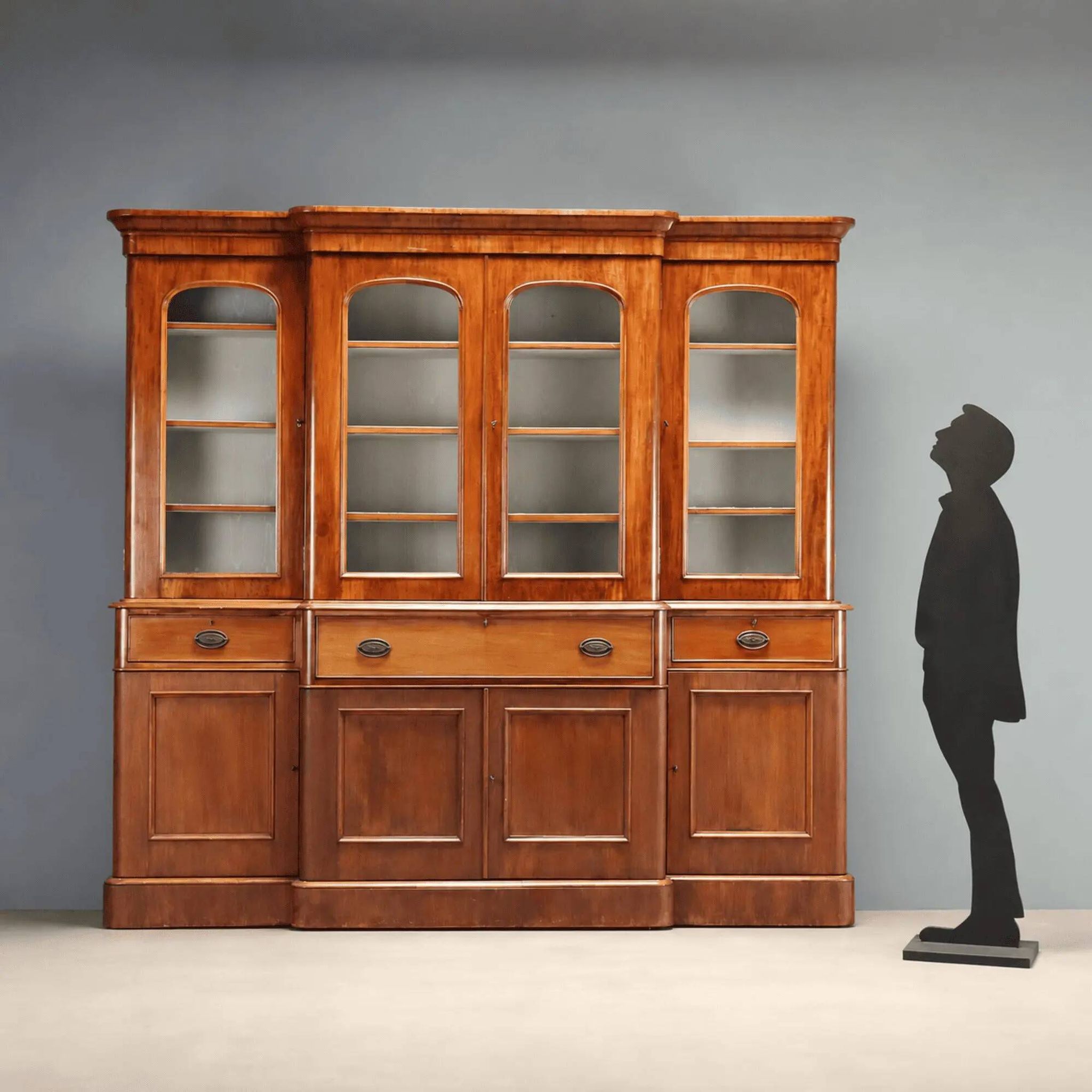 Antique mahogany library with glass and leather, United Kingdom 1800s