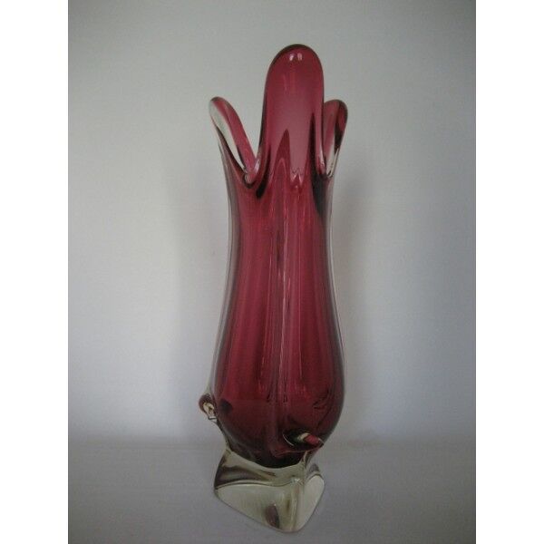 Vase vintage en verre Val Saint Lambert