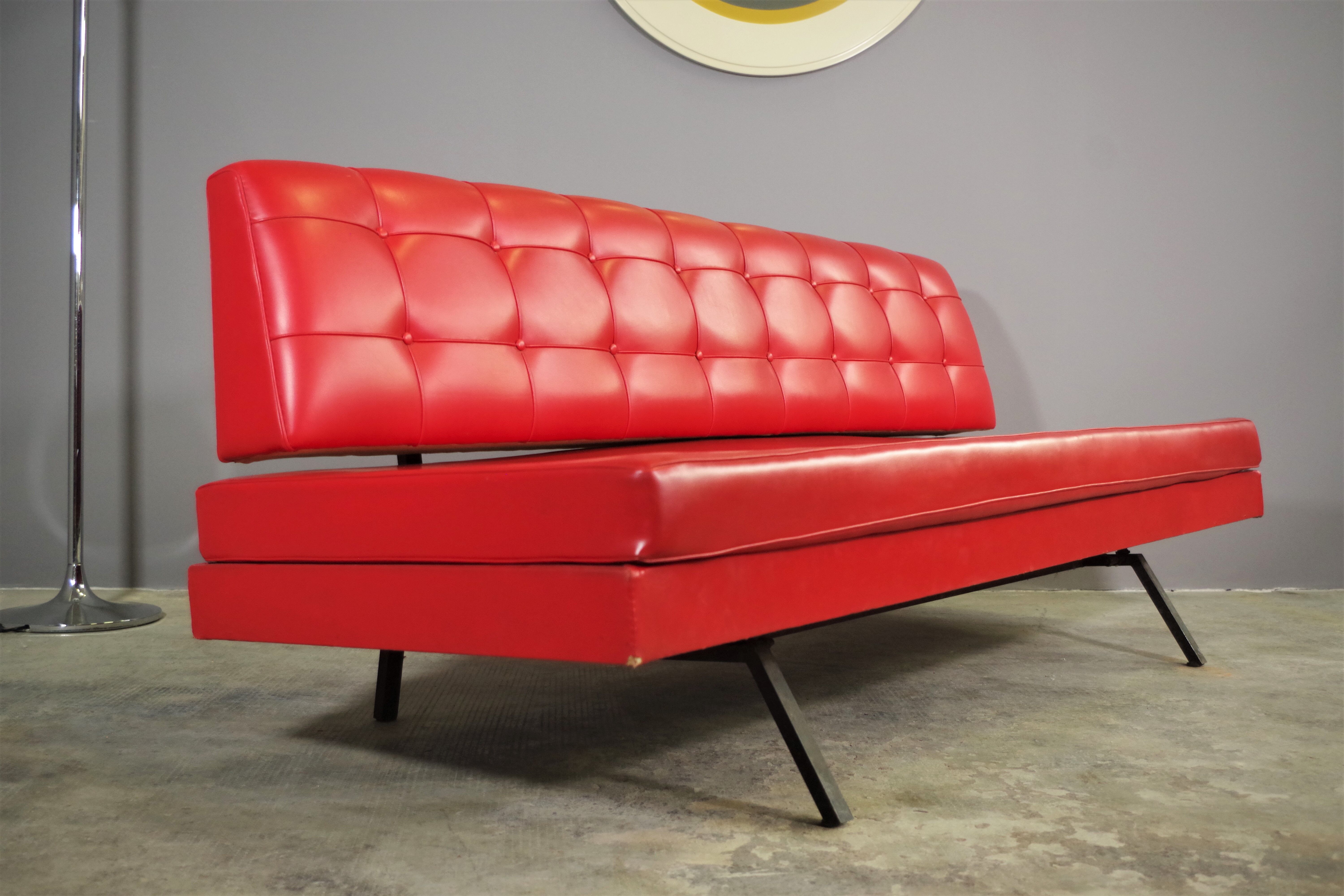 Red leatherette sofa, 1970s