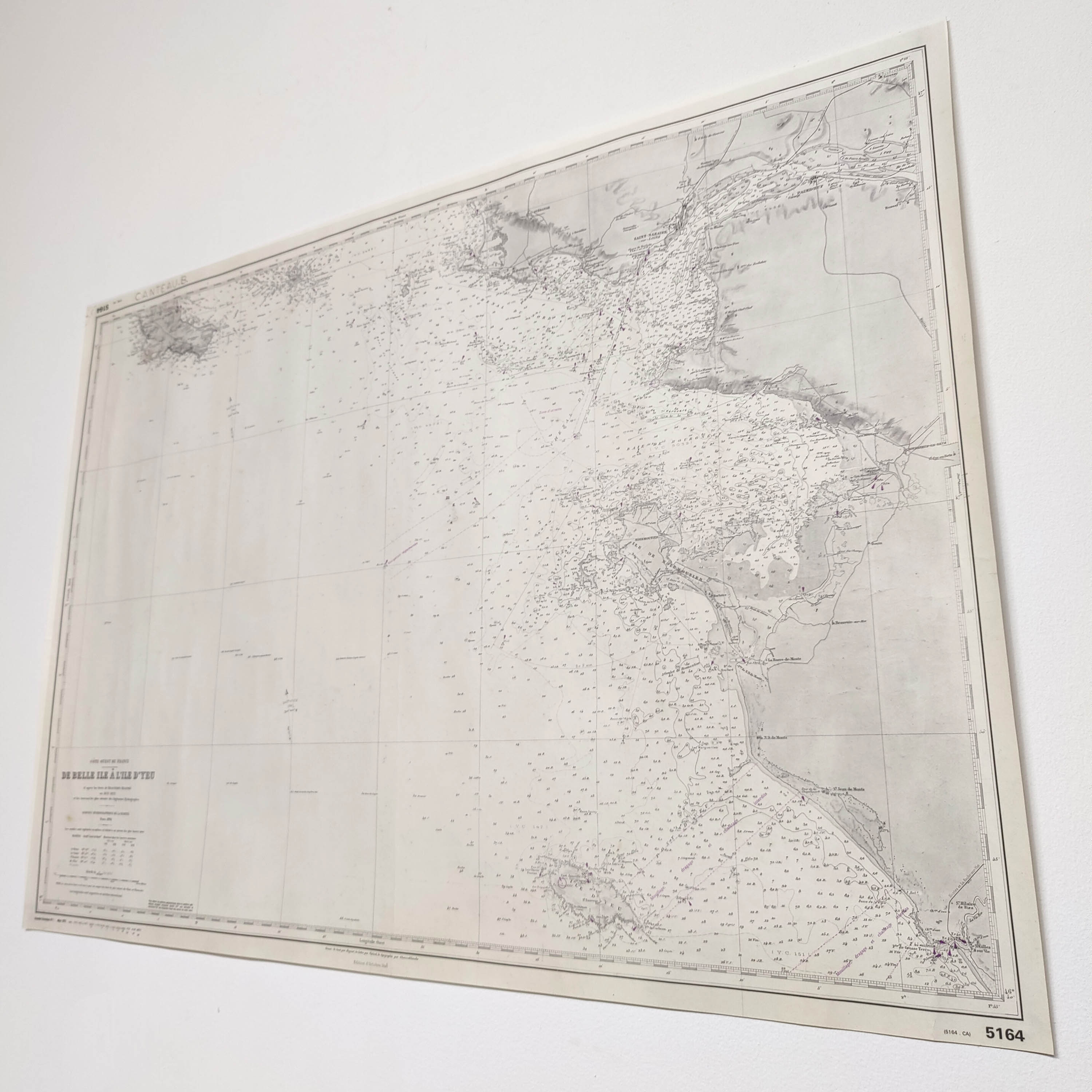 Map of the west coast of France from Belle Ile to Ile d'Yeu
