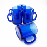 Set of 6 vintage cobalt blue glass coffee cups/mugs