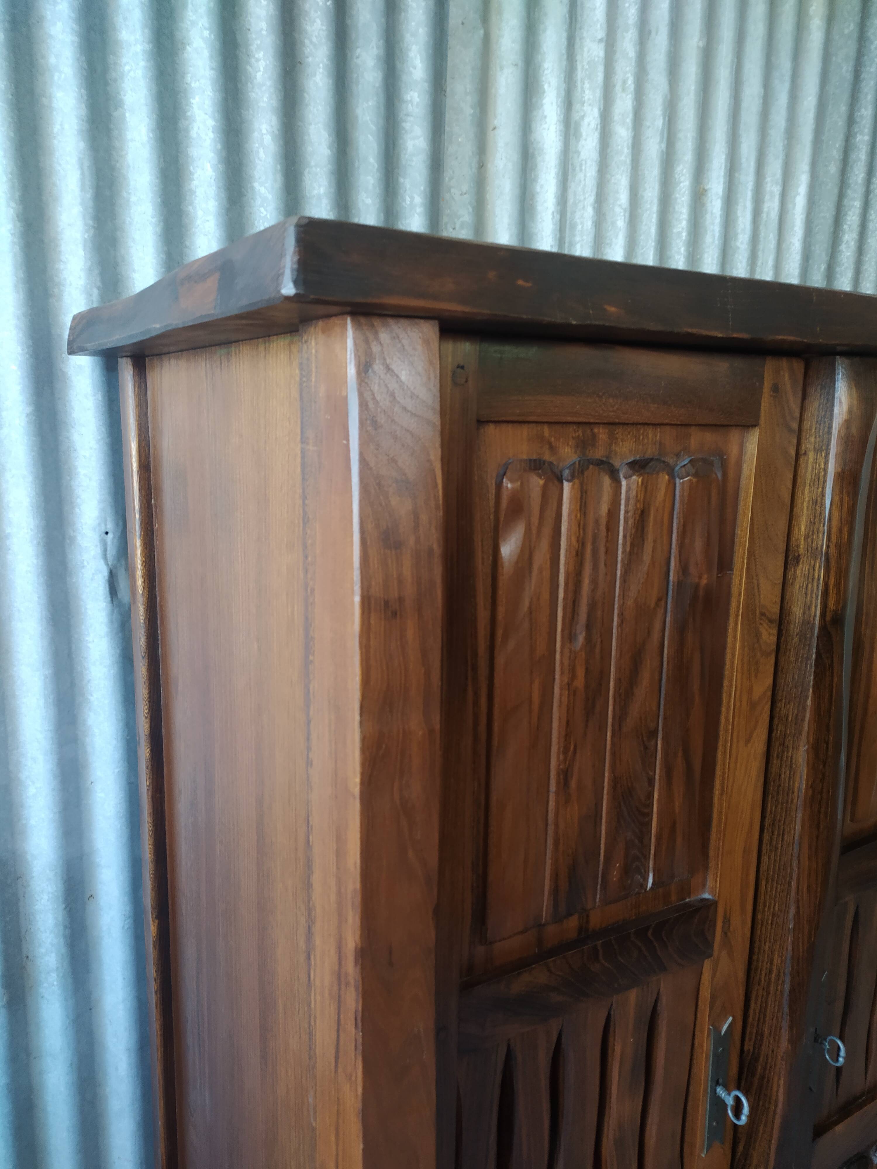 3-door brutalist cabinet in solid elm