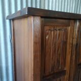 3-door brutalist cabinet in solid elm