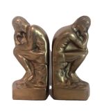 Paire de serre-livre "penseur" laiton