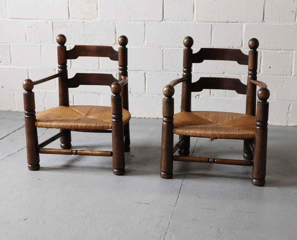 Paire de fauteuils en chêne, années 1940