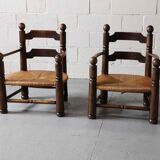 Paire de fauteuils en chêne, années 1940