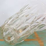 Large art deco style molded glass vase, foliage pattern