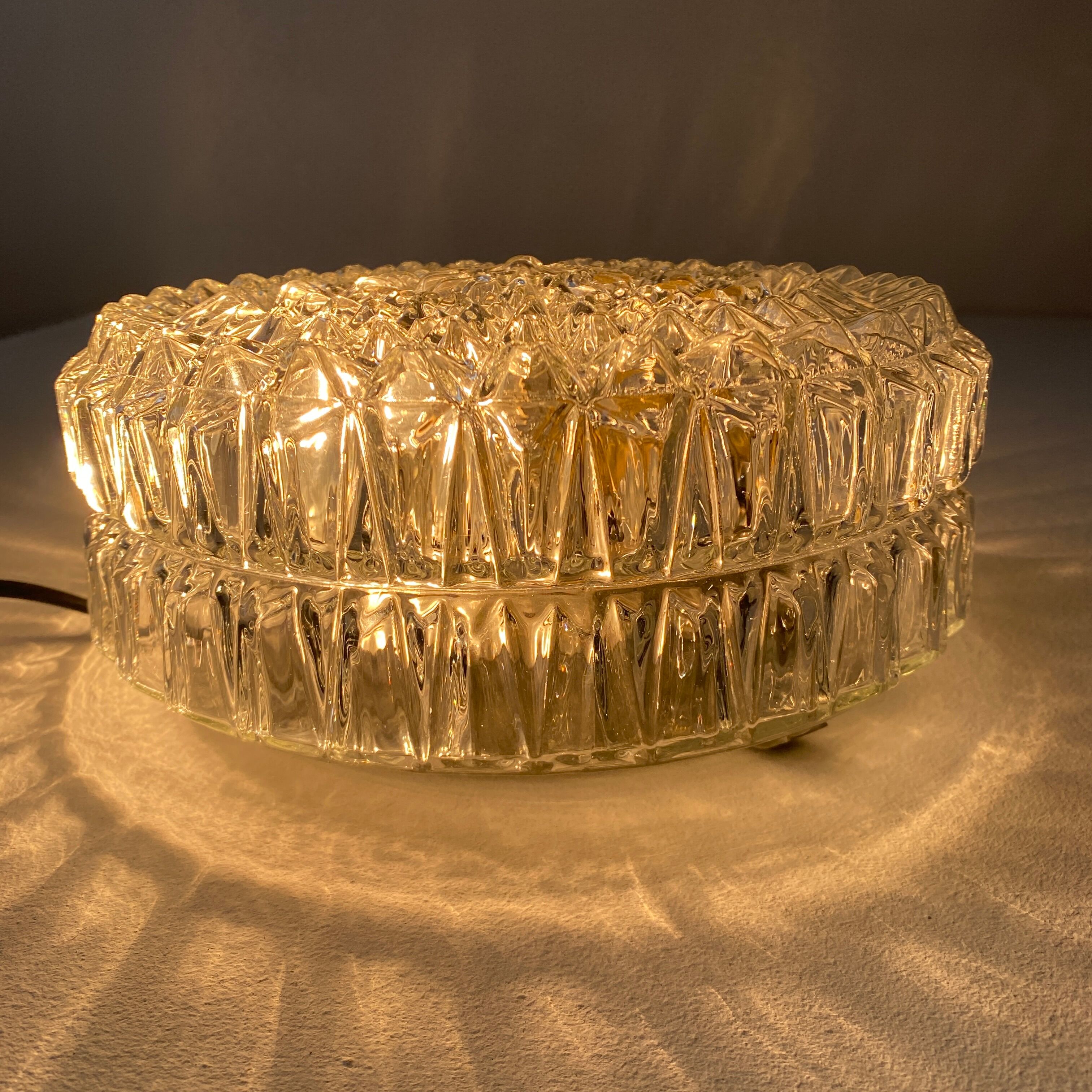 Pair of old vintage round wall lamps