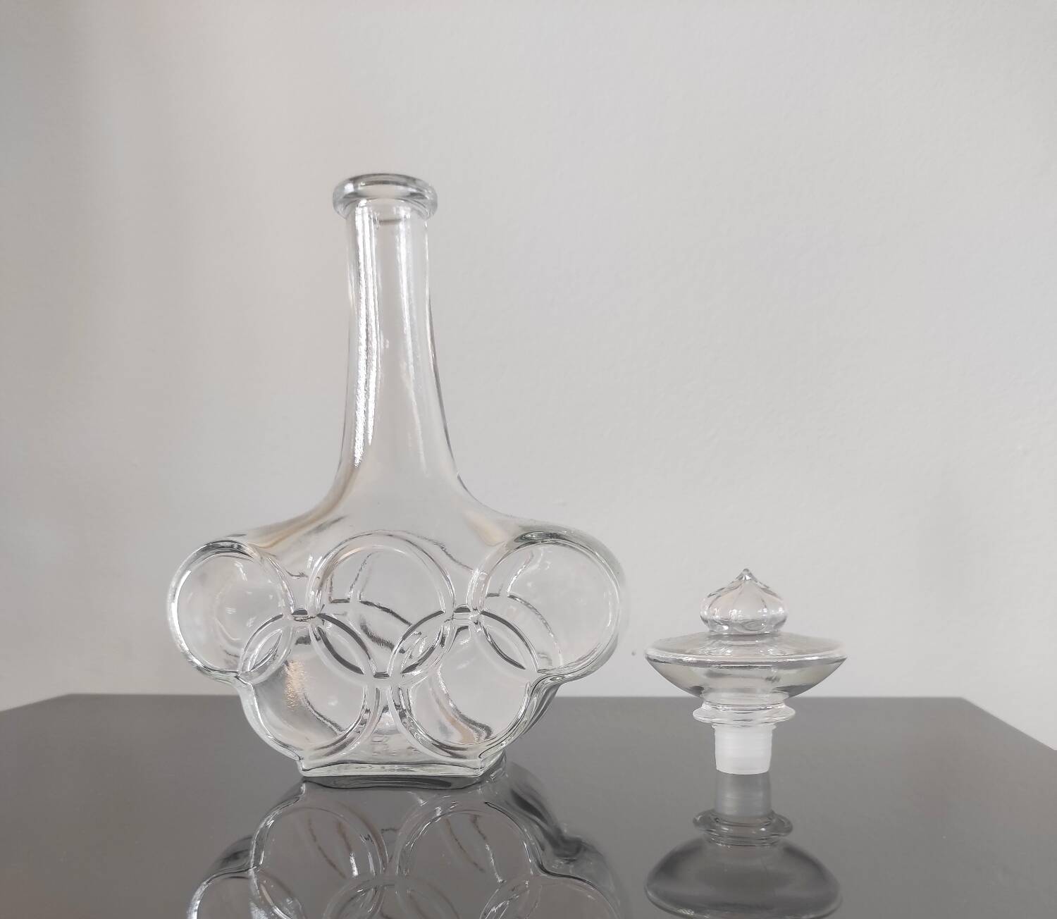 Vintage "Olympic Games" Glass Bottle / Carafe
