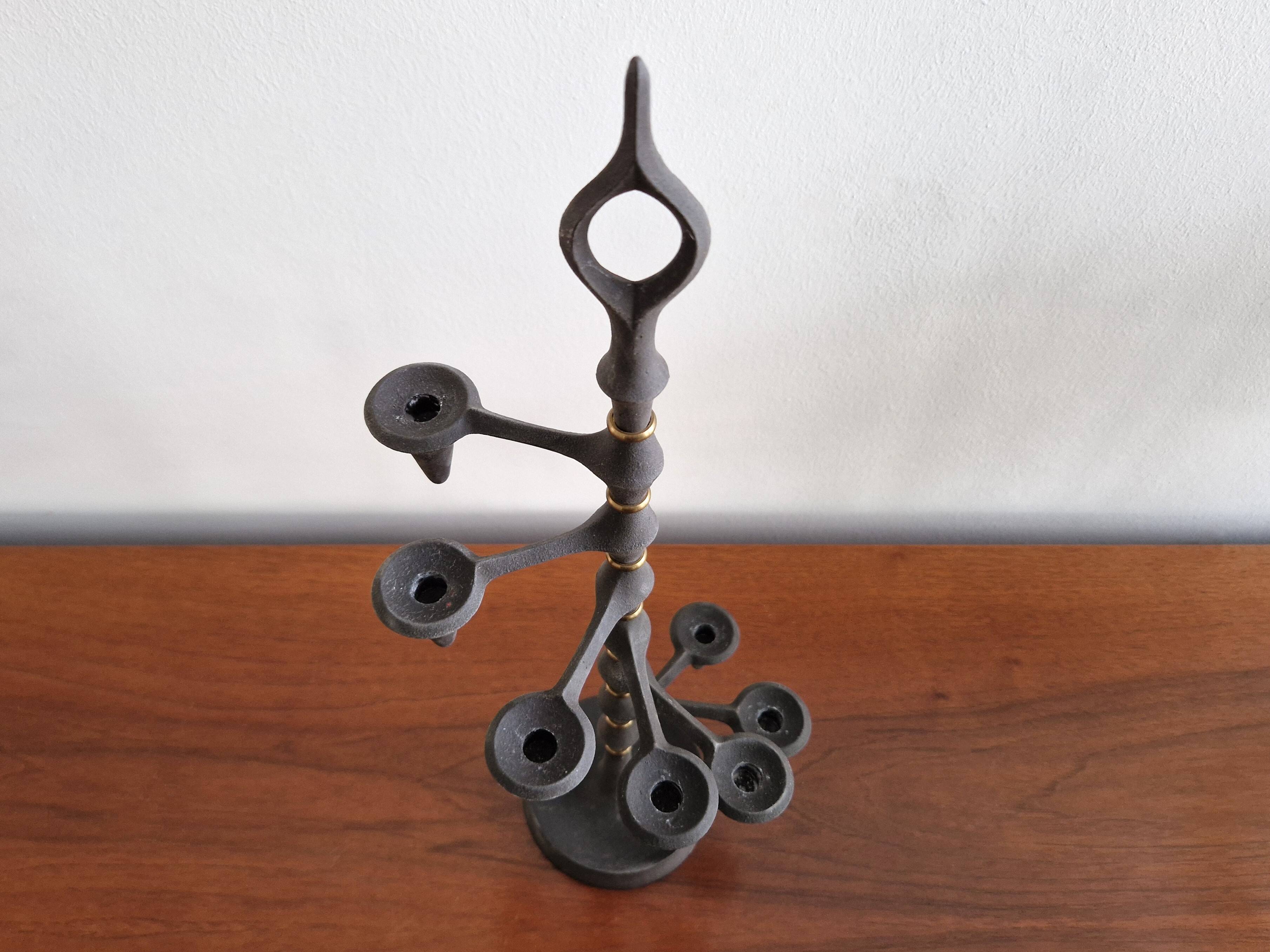 cast iron and brass candelabra by Jens Quistgaard, Denmark 1960's