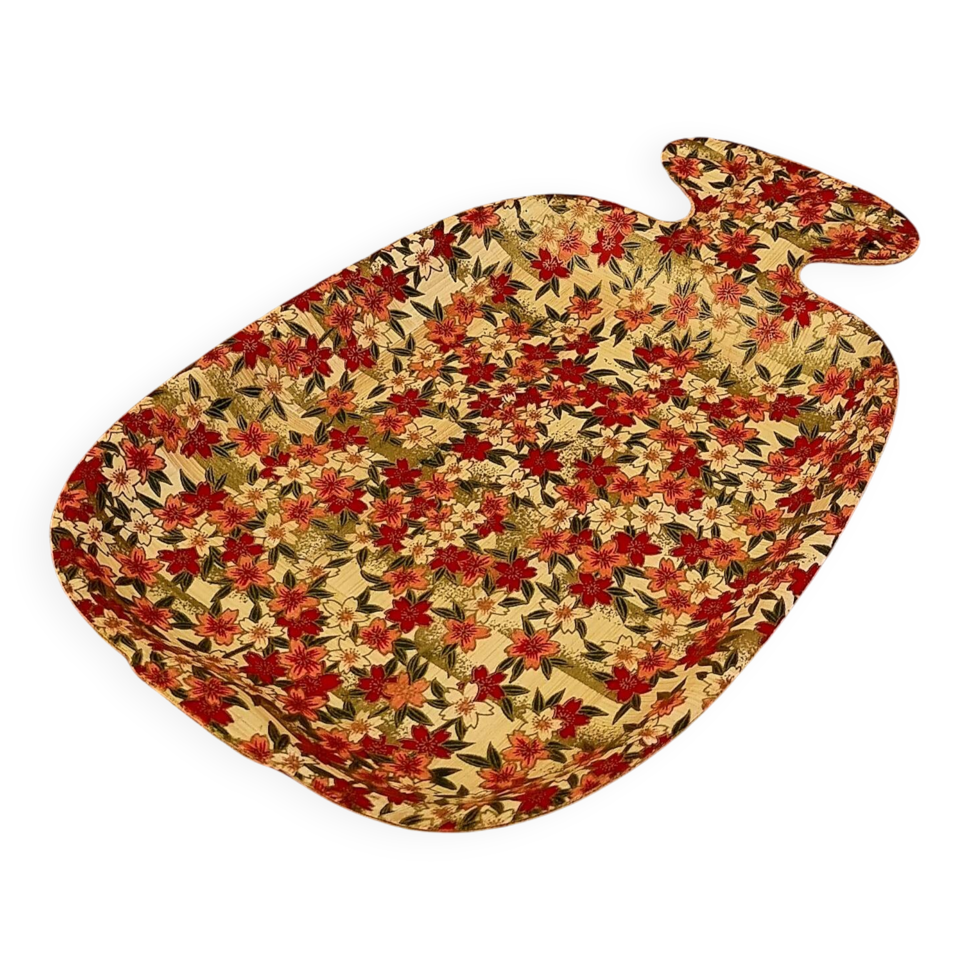 Bamboo dish with vintage floral patterns