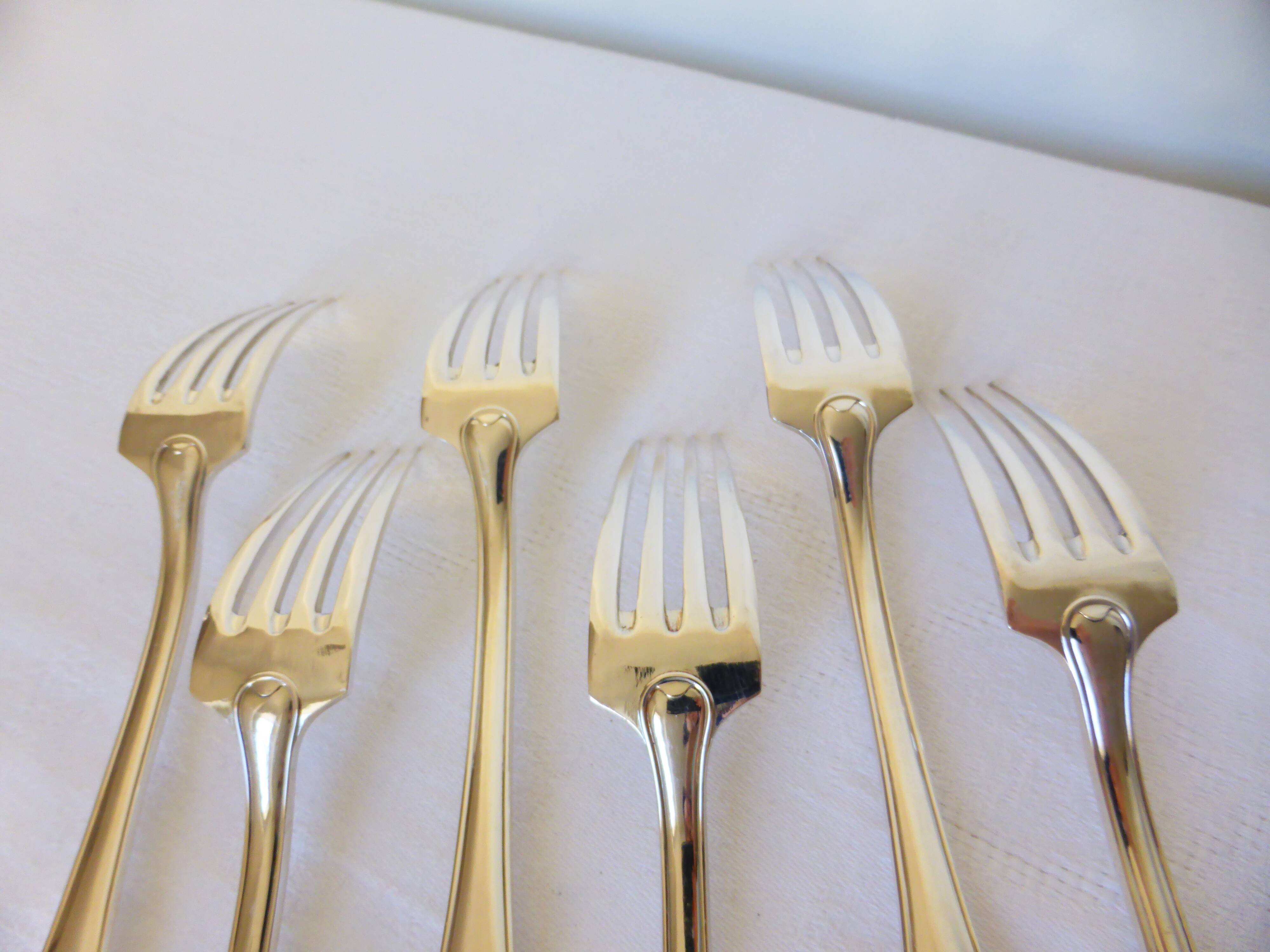 6 silver-plated forks hallmarked by the Liberty goldsmith, shell model 2106253