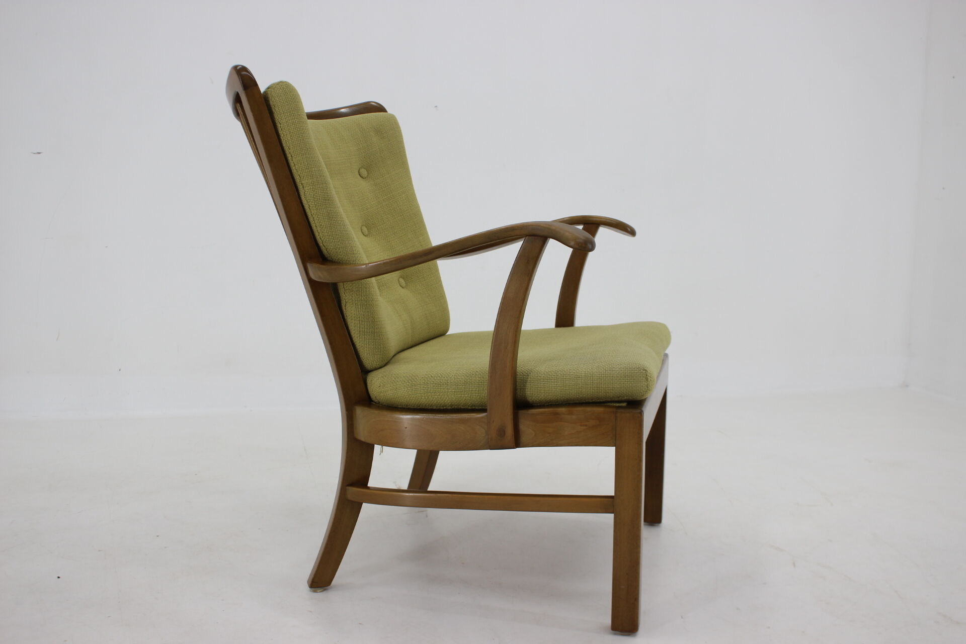 1940s Fritz Hansen Beech Armchair by Soren Hansen Model 1628 , Denmark