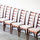 8 chaises vintage danoises teck modèle Lis, Niels Koefoed, 1960 1970