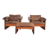 Mikael Laursen for A/S Mikael Laursen lounge chairs and ottman, Denmark 1970